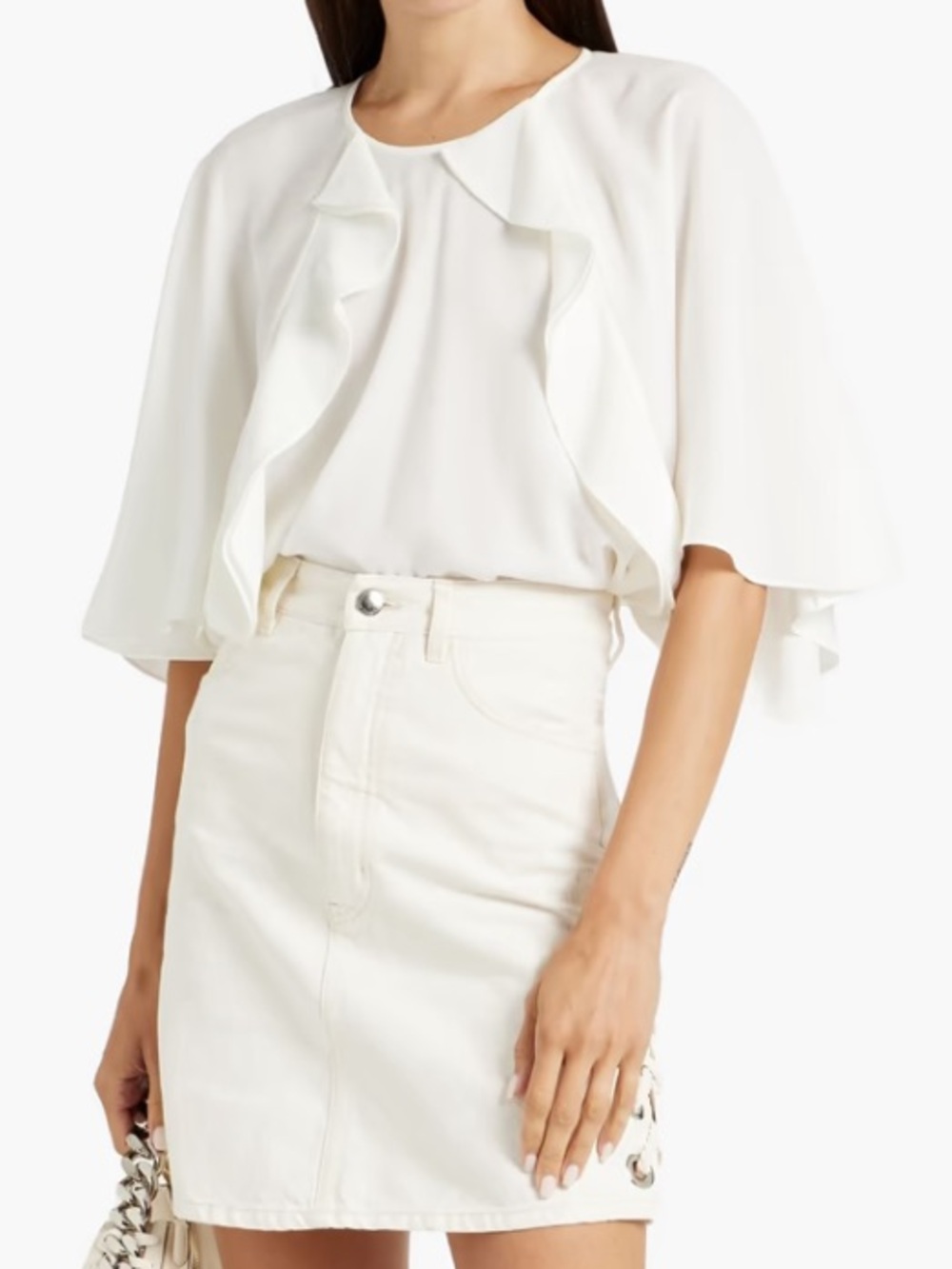 Frame Denim White Denim Mini Skirt